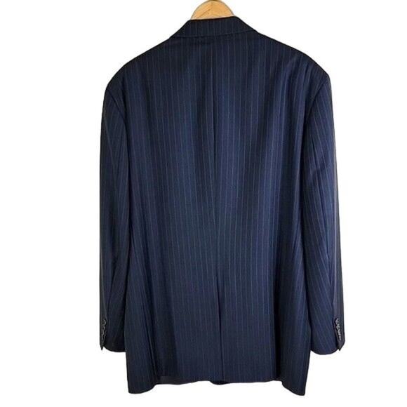 Lauren Ralph Lauren Pinstripe Wool Suit Jacket Blazer 48L Blue Navy Two Button - Picture 3 of 15